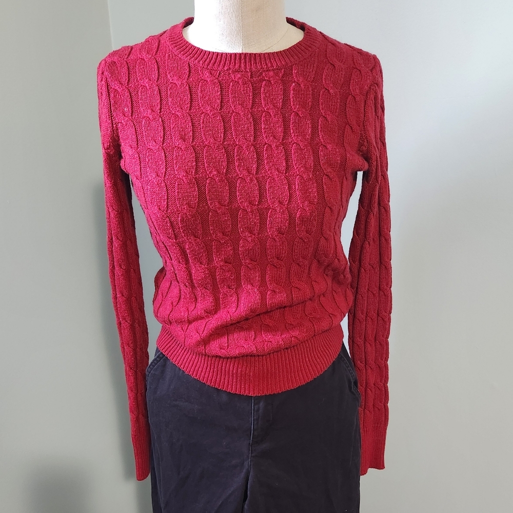 Red Cable Knit Sweater